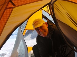 Tom Patton in our tent at High Camp